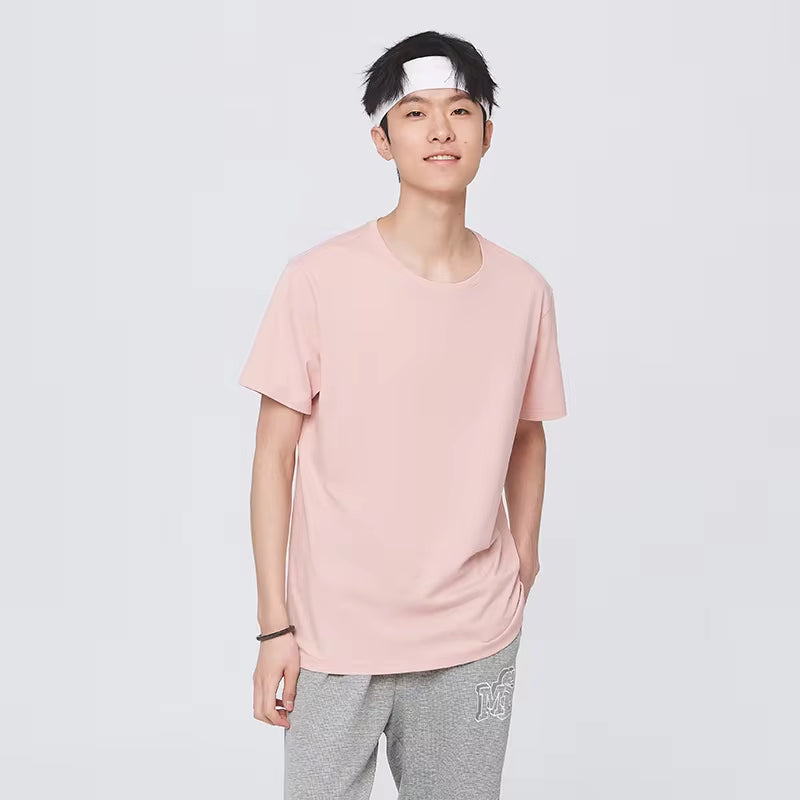 Summer Cotton T Shirts Men 2025 Simple O Neck Stretch Solid New Tops Clothing Casual Tshirt Man Streetwear Cool Tee Shirts