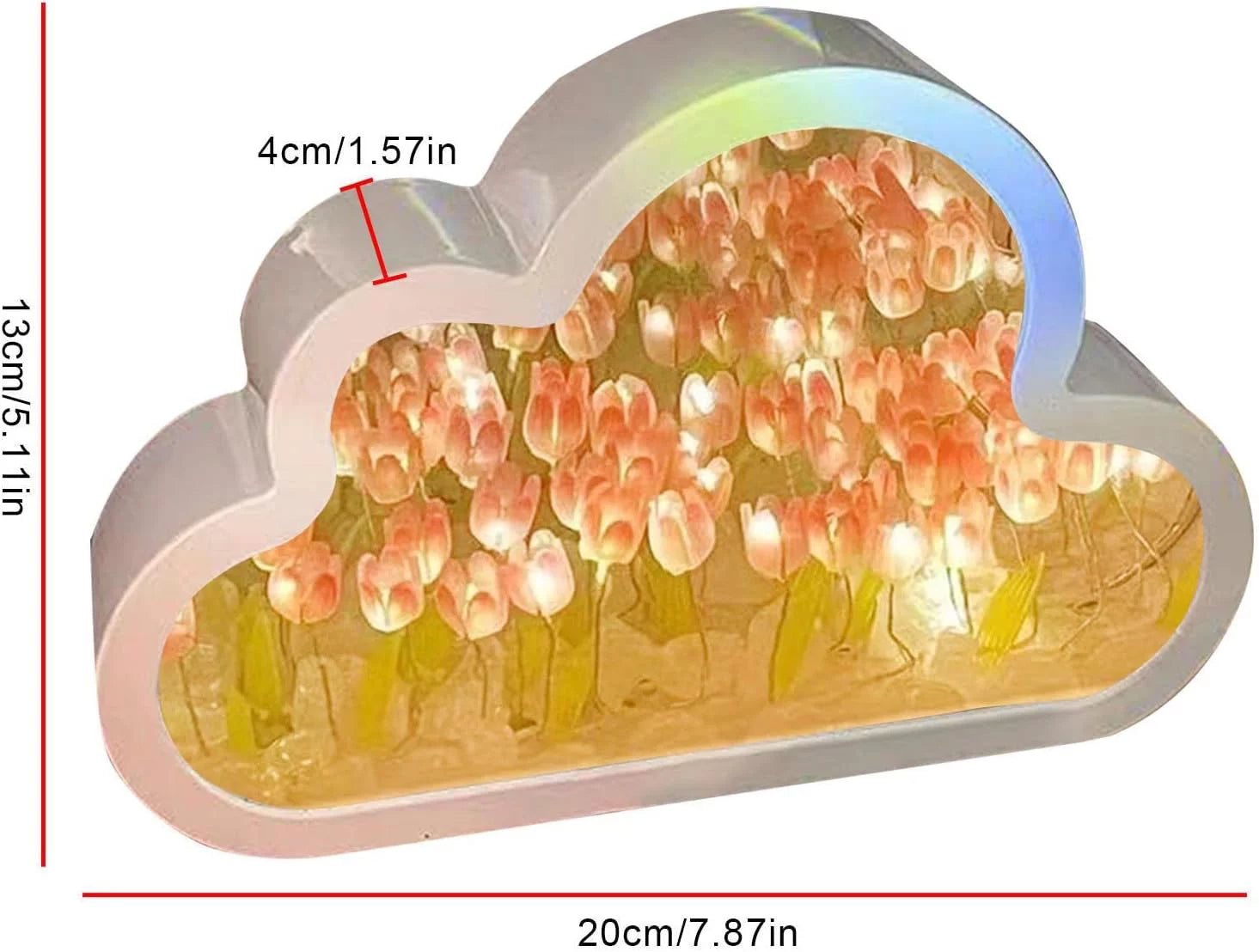 Tulip Lamp Tulip Mirror Night Light,  Tulip Cloud Desk Lamp - LED Living Room Bedside Desktop Ornaments,Night Light for Bedroom (Blue)